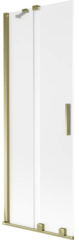 Mexen Velar, 2-krídlová posuvná vaňová zástena 70 x 150 cm, 8mm sklo námraza, zlatá lesklá, 896-070-000-31-50