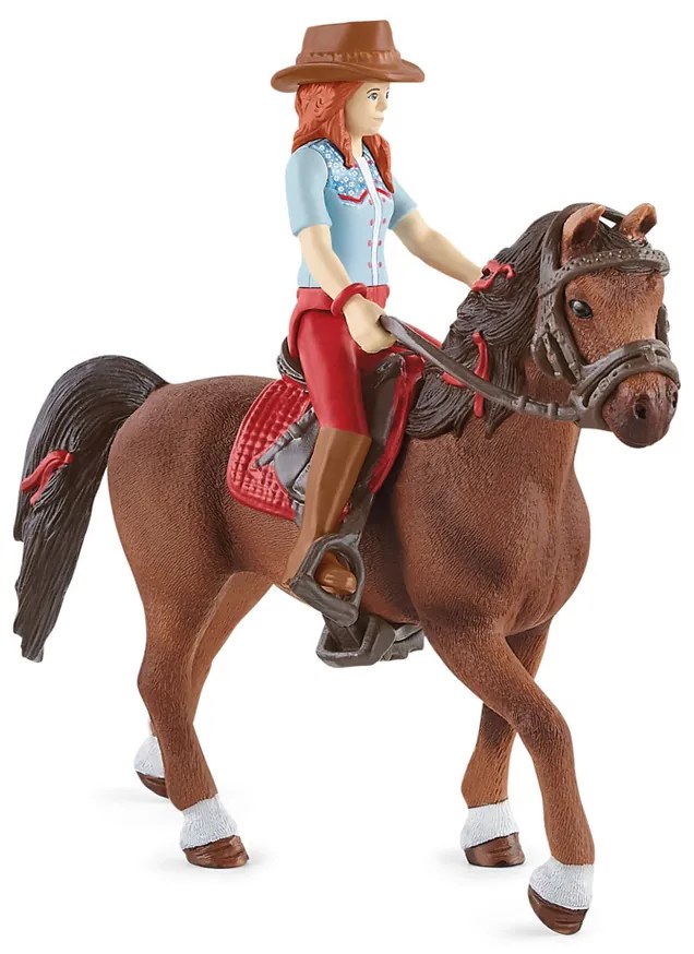 Schleich 42539 Ryšavka Hannah s pohyblivými kĺbmi na koni, 15 cm