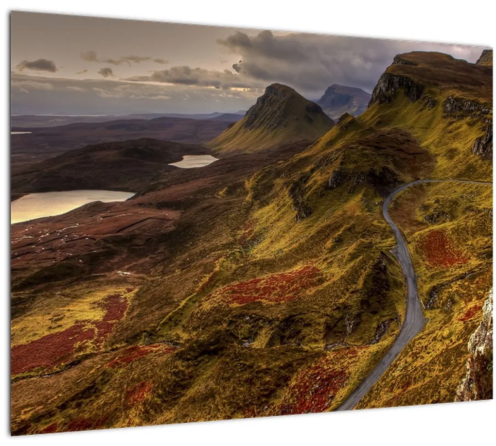 Sklenený obraz škótskych hôr (70x50 cm)