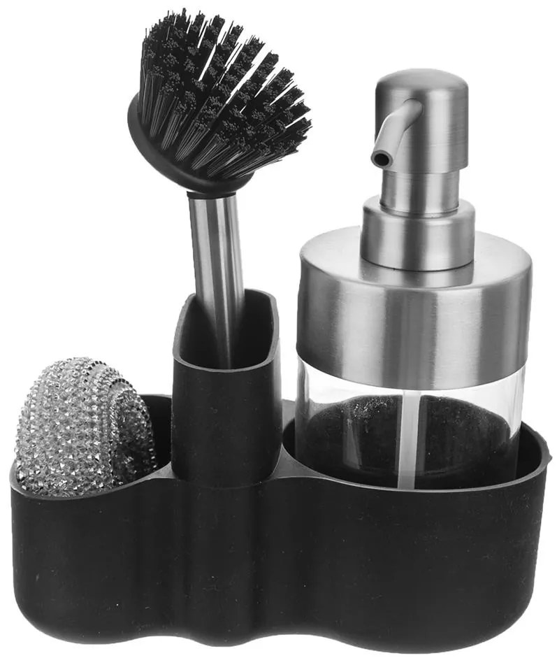 Orion Dávkovač na saponát s kefou a priehradkou na hubku, silikón, Elsa