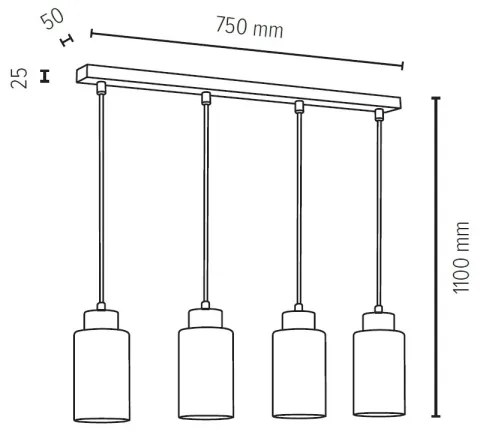 Spot-Light 1720474 - Luster na lanku BOSCO 4xE27/60W/230V
