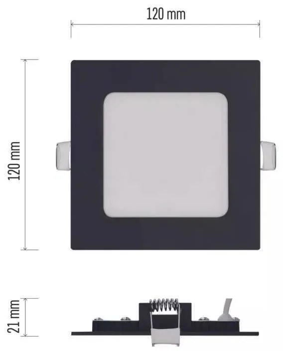 EMOS Čierny vstavaný LED panel hranatý 120 x 120mm 7W CCT Premium ZD2323