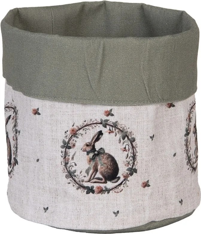 Bavlnený košík na pečivo so zajacom Natural Linen Easter - Ø 15*16 cm