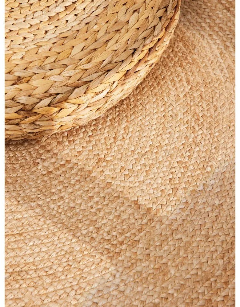 Obojstranný/ručne tkaný jutový okrúhly koberec v prírodnej farbe ø 240 cm Jutta Gold – Hanse Home