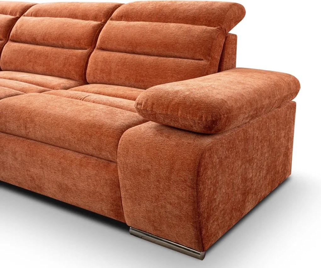 Rohová sedačka Kornelia, terakota štruktúrovaná tkanina, ľavý roh