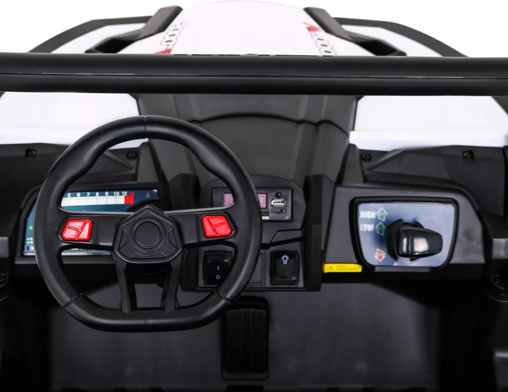 Ramiz Elektrická bugina UTV-MX pre deti biela + pohon 4x4 + diaľkové ovládanie + LED a audio + úložný priestor + EVA + pomalý štart