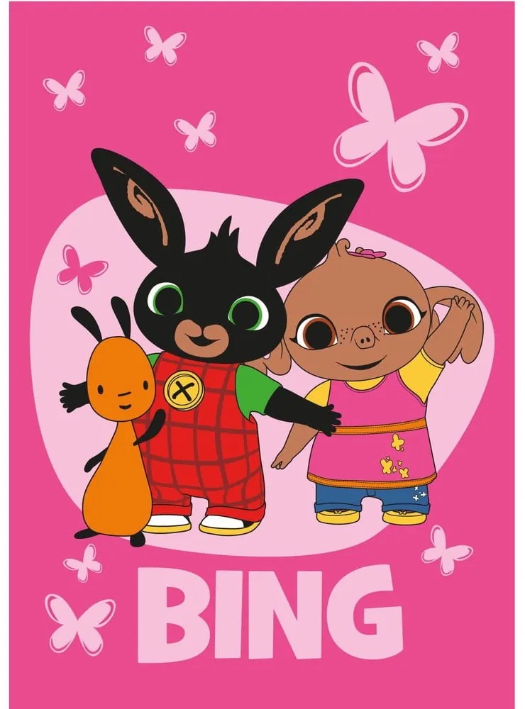 Ružová fleecová detská deka 100x150 cm Bing Bunny "Butterflies" – Jerry Fabrics