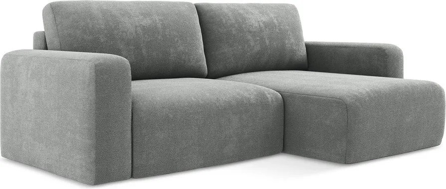 Sivá ženilková rozkladacia/s úložným priestorom rohová pohovka (pravý roh/s leňoškou) Kona – Makamii