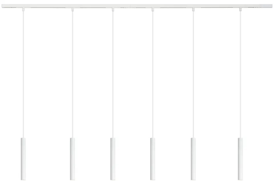 Moderný koľajnicový systém s 6 bielymi závesnými svetlami 1-fázový - Slimline Keno