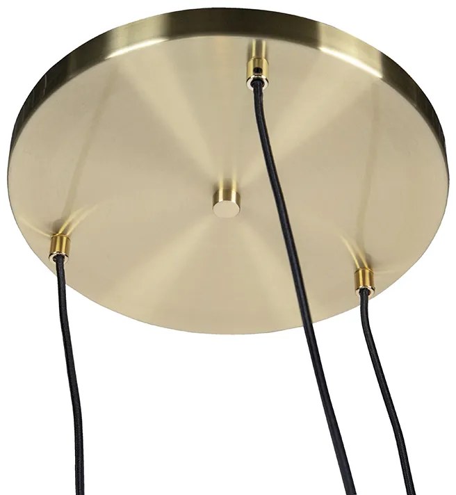 Art deco závesné svietidlo mosadz s modrým sklom - Pallon