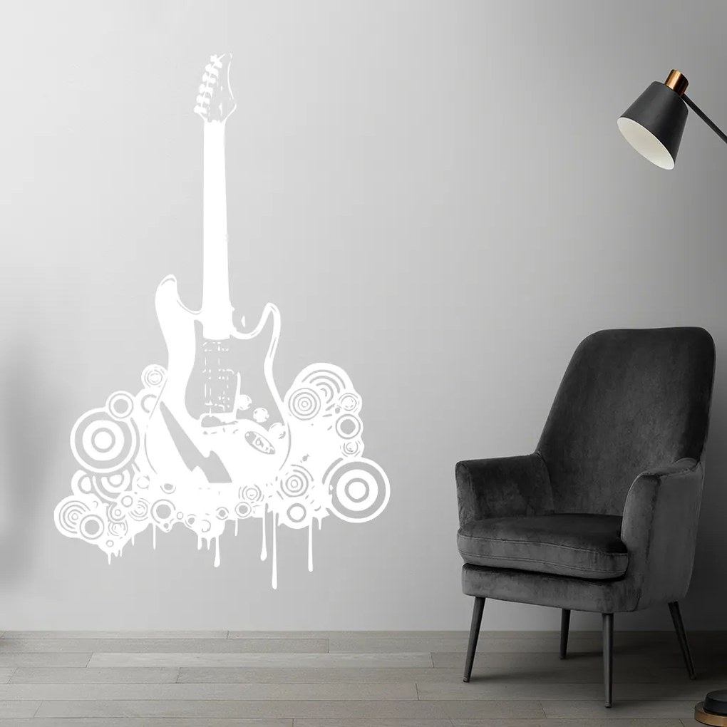Veselá Stena Samolepka Elektrofonická gitara Farba: žltá, Veľkosť: 80 x 50 cm