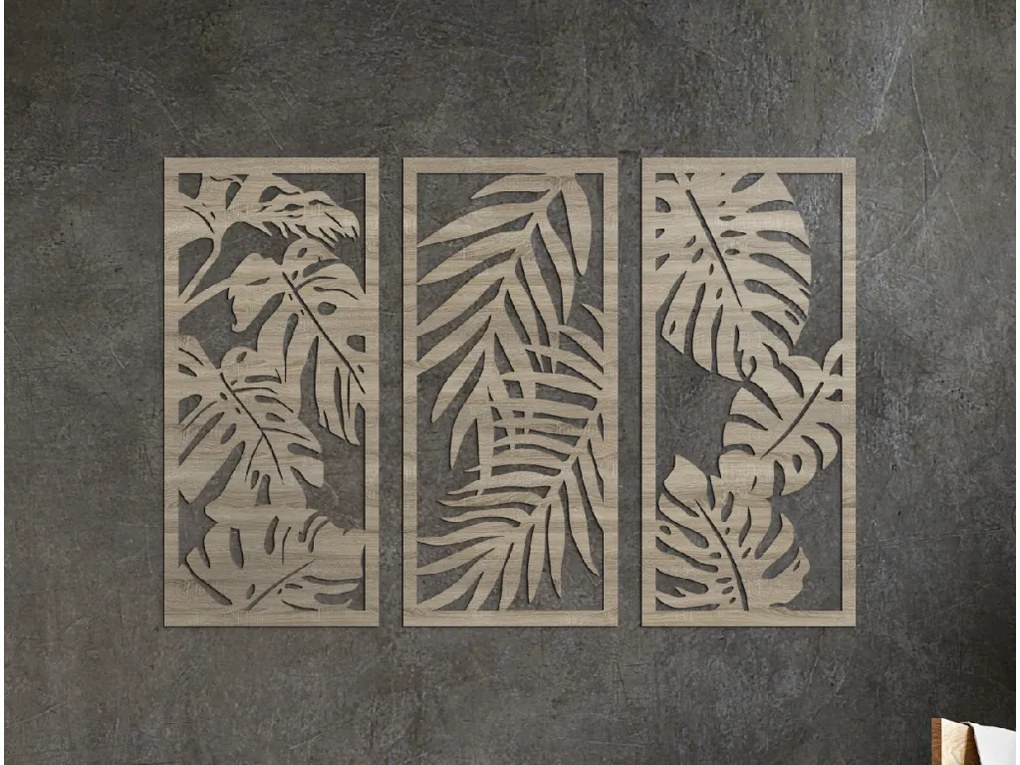 drevko Viacdielny obraz Rastliny Rozmer obrazu: 44 x 65 cm, Farba dekorácie: Čierna