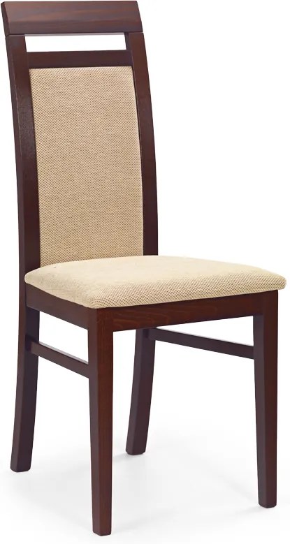 DREVONA Jedálenská stolička drevená tmavý orech a béžová látka ALBERT