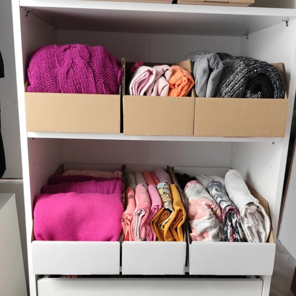 Úložné boxy na oblečenie, organizéry do skrine EKO KARTON 15x47 cm
