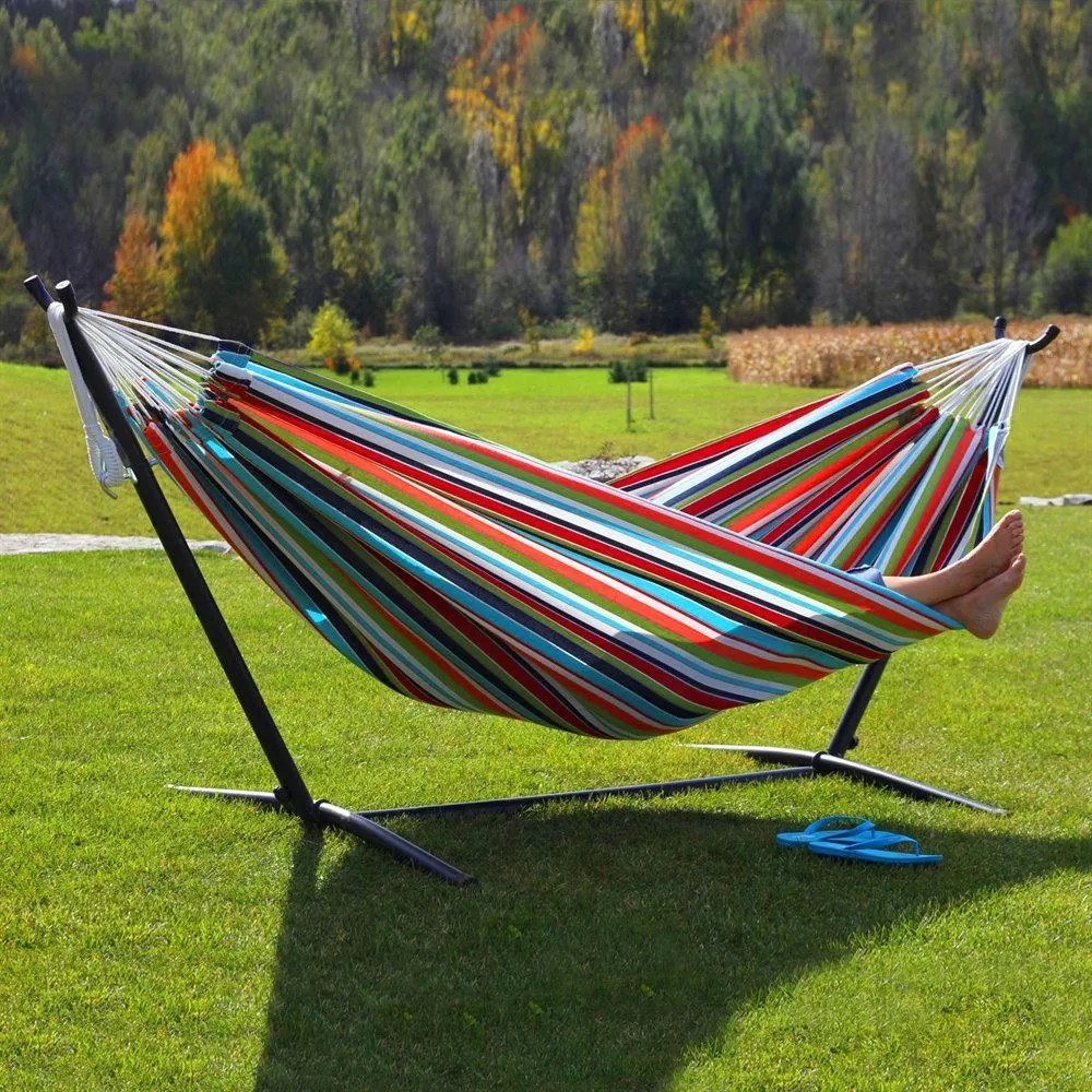 Relaxačná HAMAKA AVENBERG BELINDA - červená-biela-modrá-tyrkys