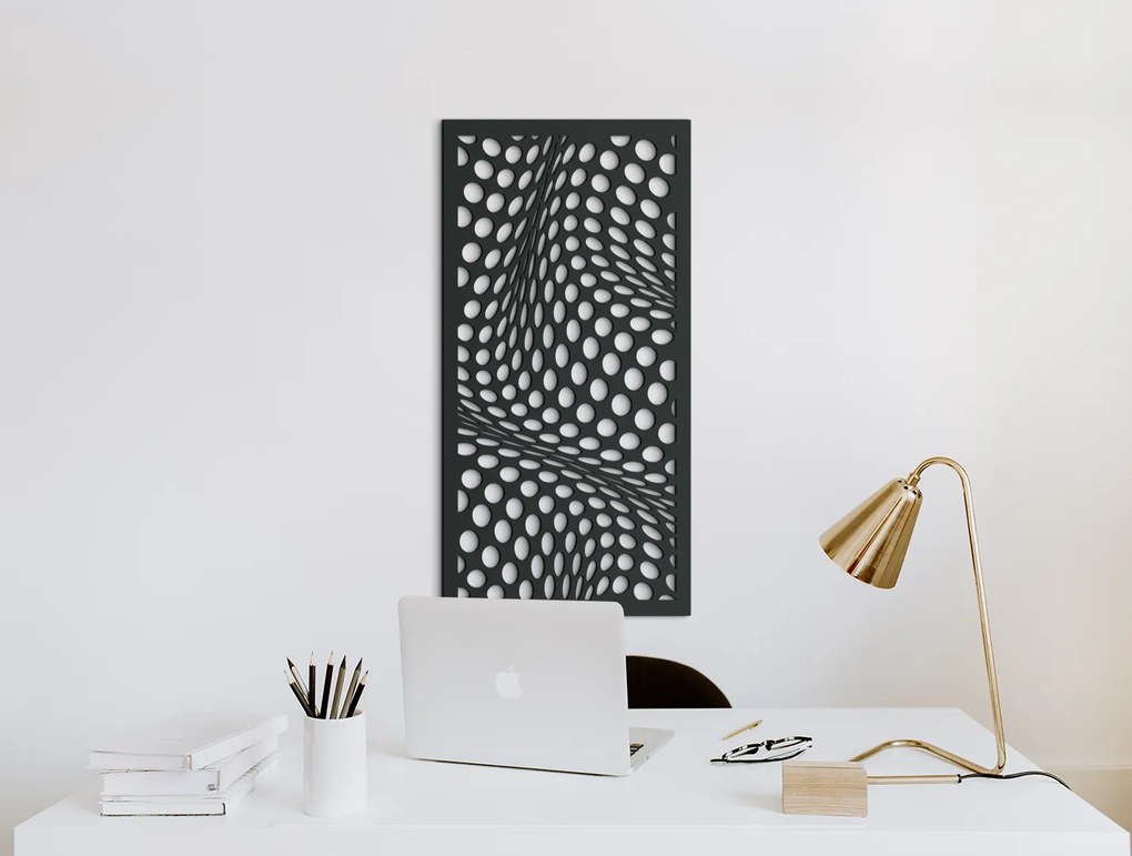 drevko Drevený abstraktný obraz Sieťovina Rozmer obrazu: 44,5 x 22 cm, Farba dekorácie: Čierna
