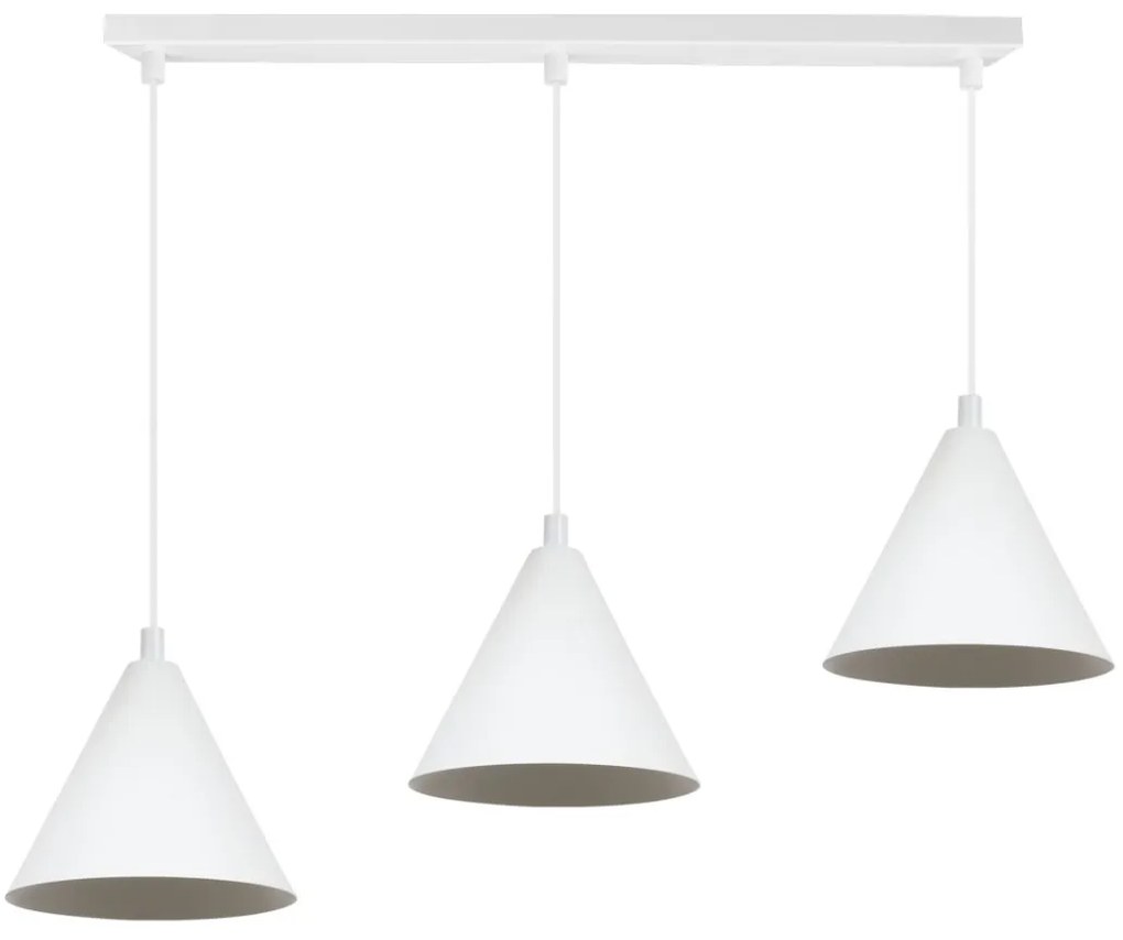 Závesné svietidlo Soho, 3x biele kovové tienidlo, (fi 14cm)