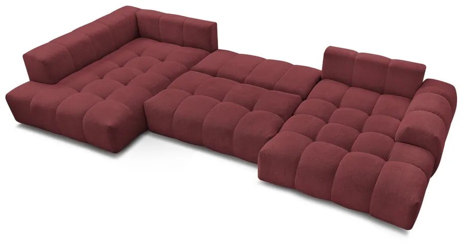 Vínovočervená ženilková rozkladacia/s úložným priestorom rohová pohovka (ľavý roh/do tvaru "U") Everest – Bobochic Paris