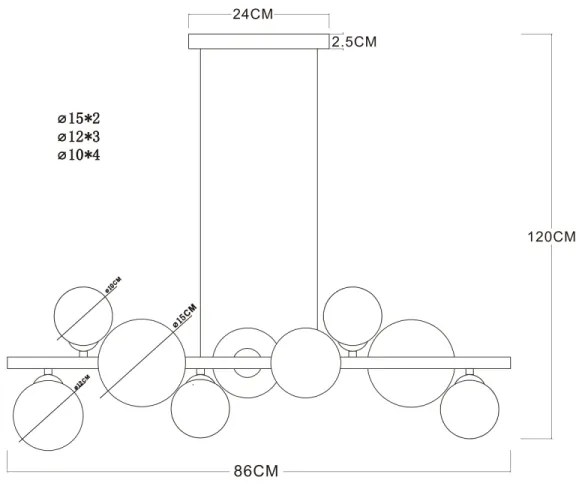 Globo 56135-9H - LED Luster na lanku RIHA 9xG9/3W/230V mosadz