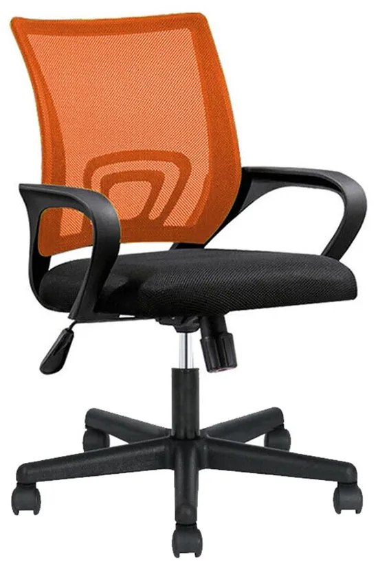 Kancelárska otočná stolička s podrúčkami v rôznych farbách, oranžová