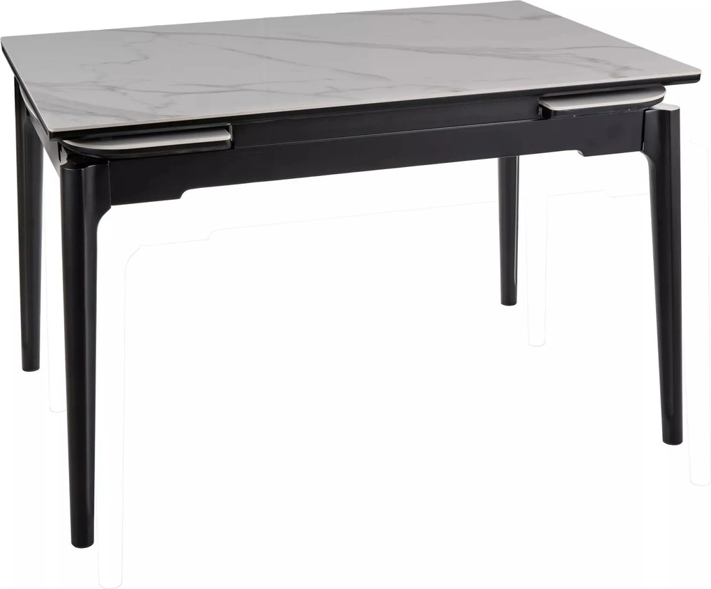 Jedálenský rozkladací stôl Sento 120/180 cm keramika biely mramor/čierny