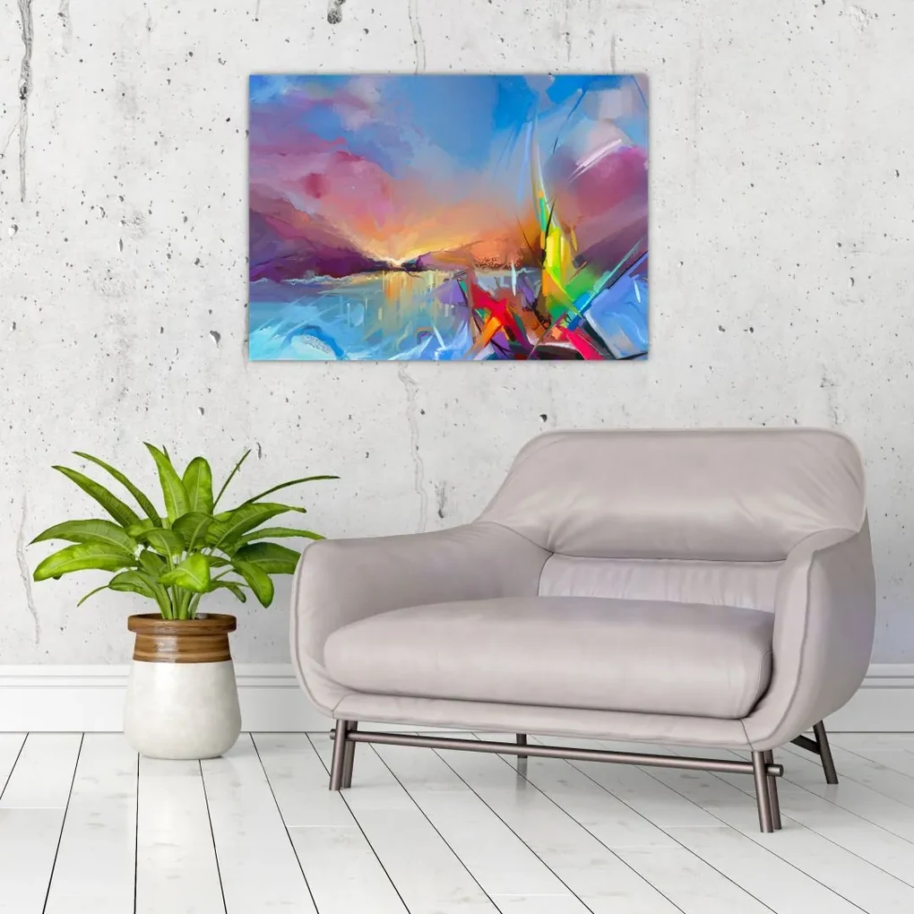 Sklenený obraz - Západ slnka (70x50 cm)