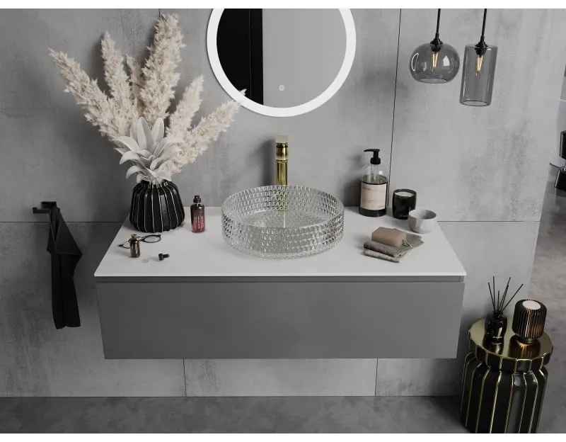 Mexen Aura, sklenené umývadlo na dosku, 39 x 39 cm, číra, 24013900