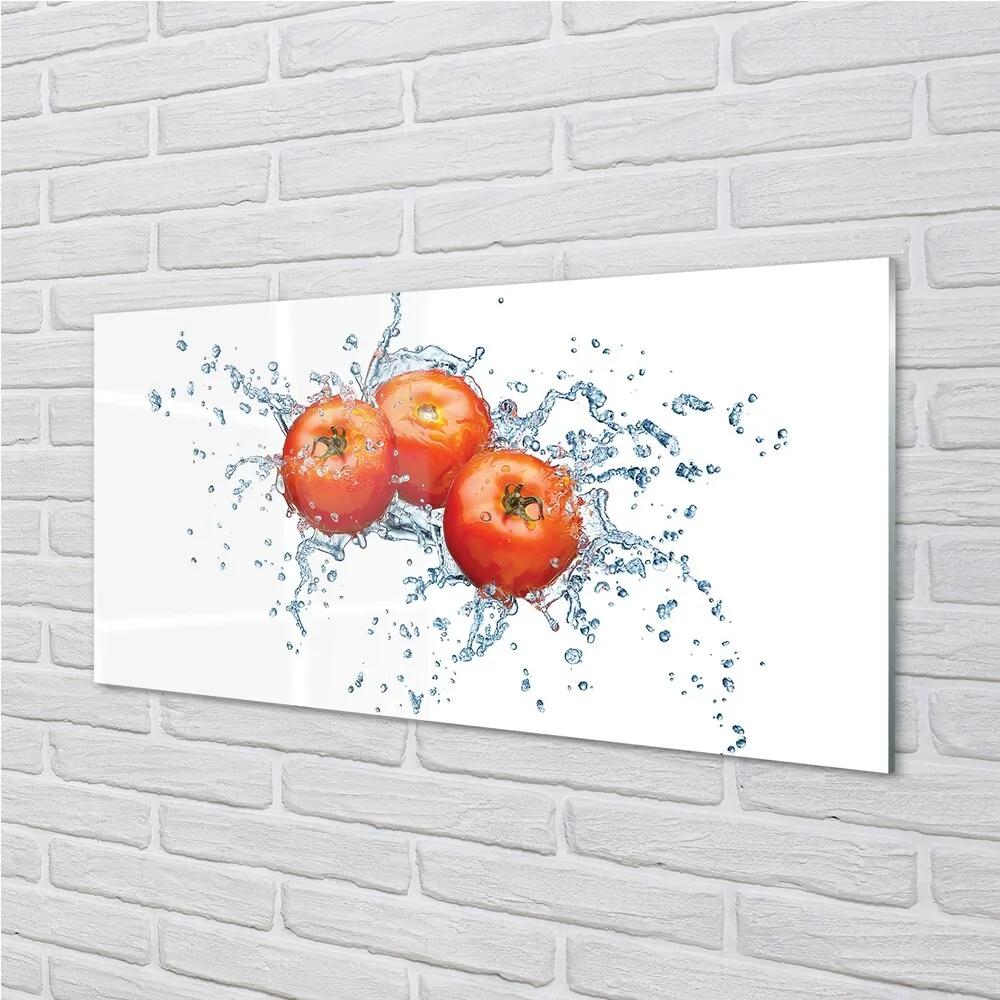 Obraz na skle paradajky voda 125x50 cm