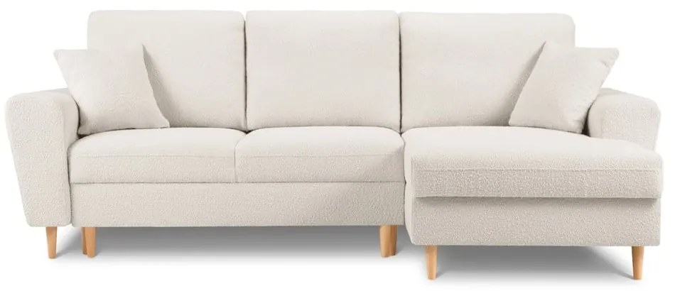 Béžová rozkladacia/s úložným priestorom rohová pohovka z textílie buklé (pravý roh/s leňoškou) Kyoto – Cosmopolitan Design