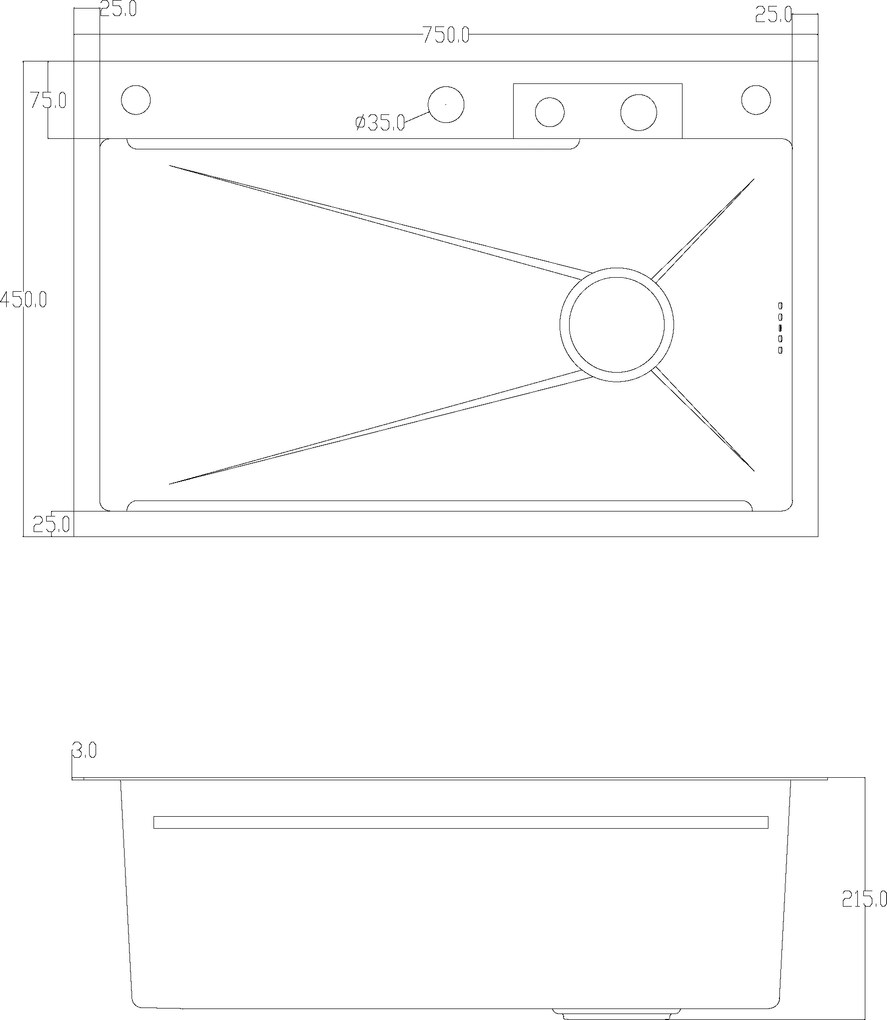 Erga HD, oceľový drez 750x450x215 mm + drezová batéria s príslušenstvom, grafitová, ERG-MLS-HD7545FY
