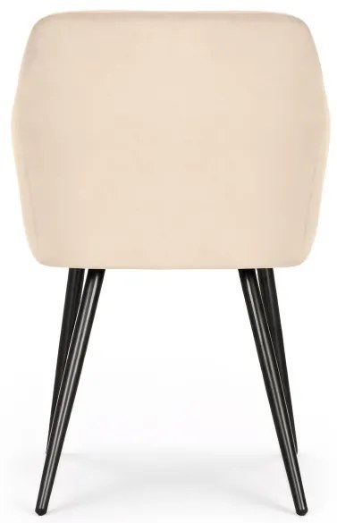 Sada dvoch jedálenských stoličiek ESTELLE zamatové, béžové / čierne nohy (2 ks)