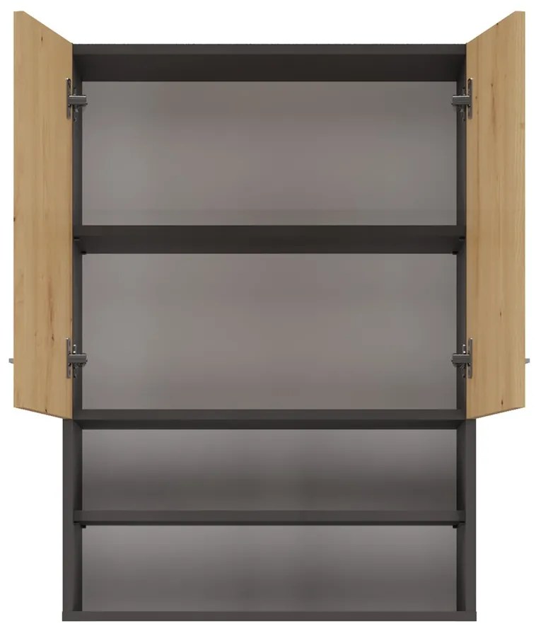 Dubová kúpeľňová skrinka s poličkami POLA  Dub artisan/antracit