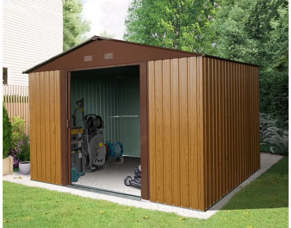 Záhradný domček BestBerg ZDB-7D / 7,2 m² / 301 x 238 x 214 cm / červené drevo / hnedá