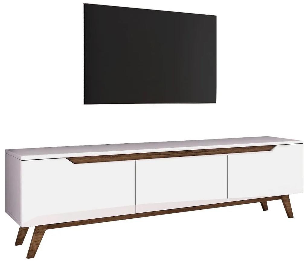 Dizajnový TV stolík Eilis 180 cm orech biely