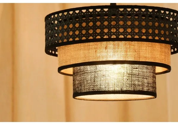 Brilagi - Luster na lanku DAKOTA LUNETA 1xE27/15W/230V pr. 25 cm čierna/ratan