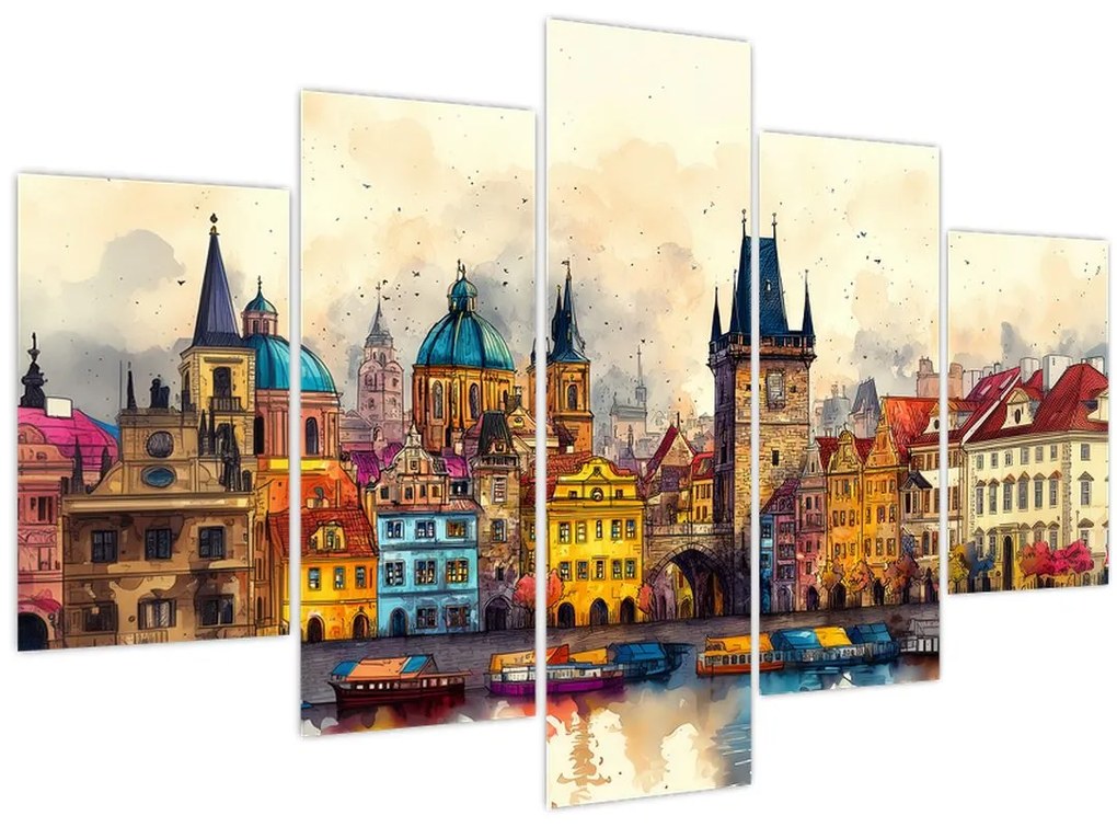 Obraz - Jeseň v maľovanom meste (150x105 cm)