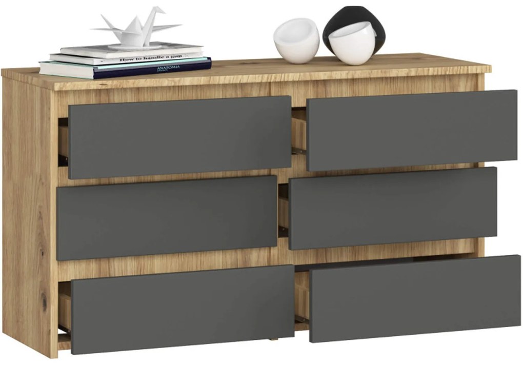 Komoda CL100 6SZ - dub artisan/sivá