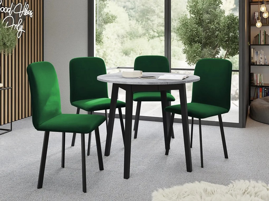Jedálensky set Kirtore S 90 so 4 stoličkami Lekoz, Farby:: Amor Velvet 4302, Farby:: sivý mramor / čierna