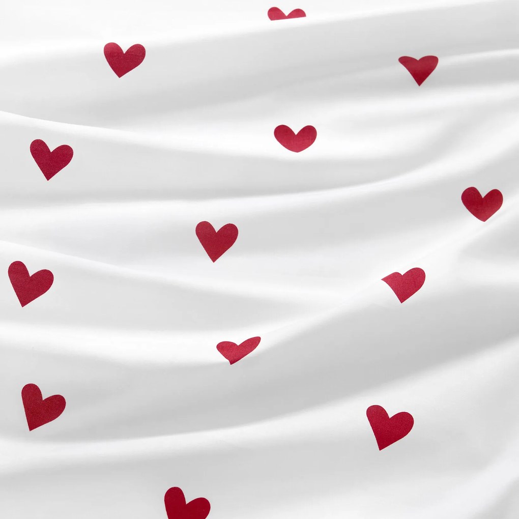 Goldea okrúhly obrus 100% bavlnené plátno - červené srdiečka na bielom Ø 110 cm