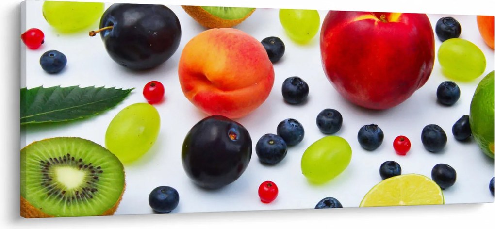 Obraz ovocia s kvapkami vody (120x50 cm)