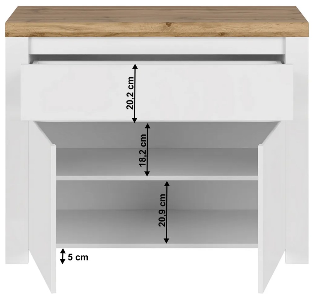 Skriňa VILGO 2D1S, lesklá biela