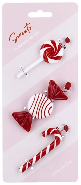Vianočné ozdoby Sweets 3ks, červené