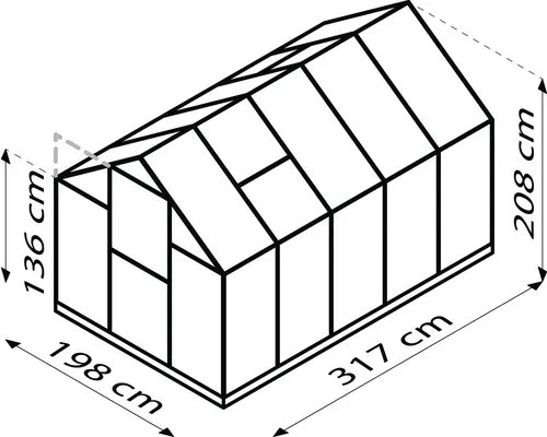 Skleník Vitavia Triton 6200 polykarbonát 6 mm 198x317 cm zelený vr. základového rámu