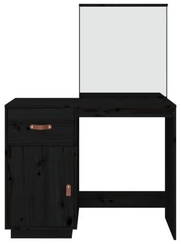 vidaXL Toaletný stolík čierny 95x50x134 cm masívne borovicové drevo-