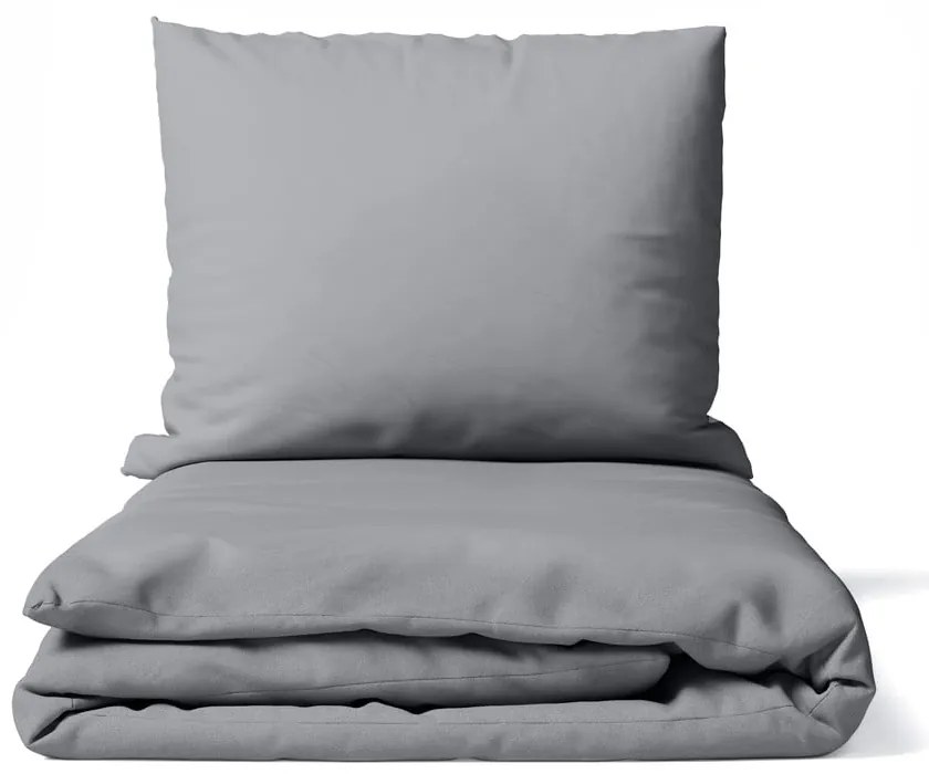 Sivé obliečky na jednolôžko z mikrosaténu 140x200 cm Basic – Bonami Essentials