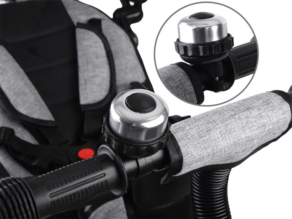 Detská trojkolka Tiny Bike 3 v 1 so strieškou, otočná SP0650 sivá