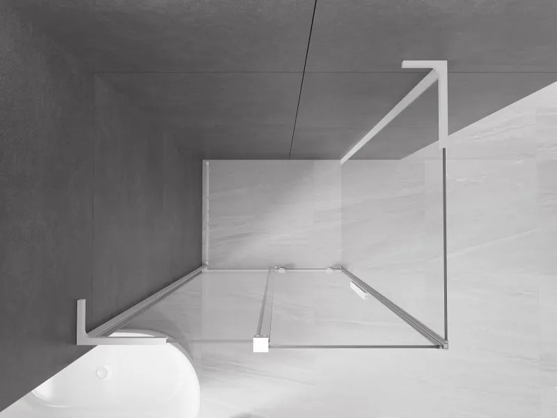 Mexen Velar L, sprchový kút s posuvnými dverami 110 x 75 cm, 8mm číre sklo, biela matná, 871-110-075-03-20