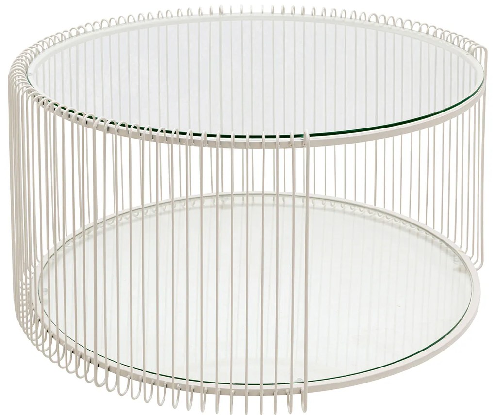 Wire Double konferenčný stolík Ø80 cm krémový