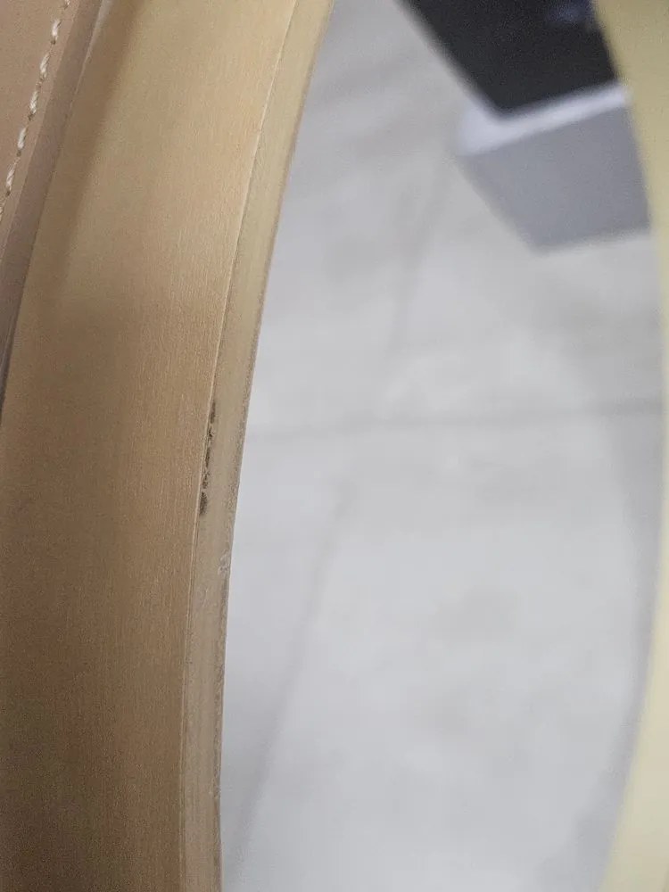 Dekorstudio Drevené okrúhle Retro zrkadlo na koženom páse II. akosť