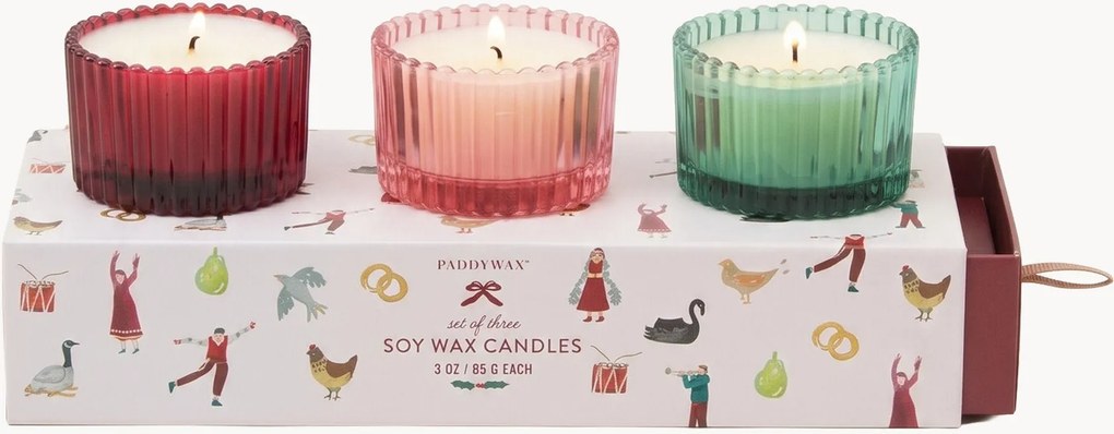 Vonné sviečky Christmas (Winter Berry, Pink Peppermint & Balsam Fir), 3 ks
